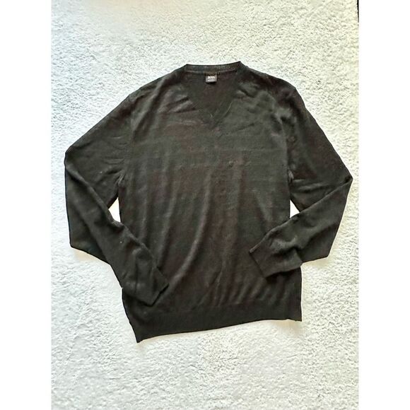 Hugo Boss Mens v neck sweater with black striped texture pattern size XXL - Picture 1 of 3